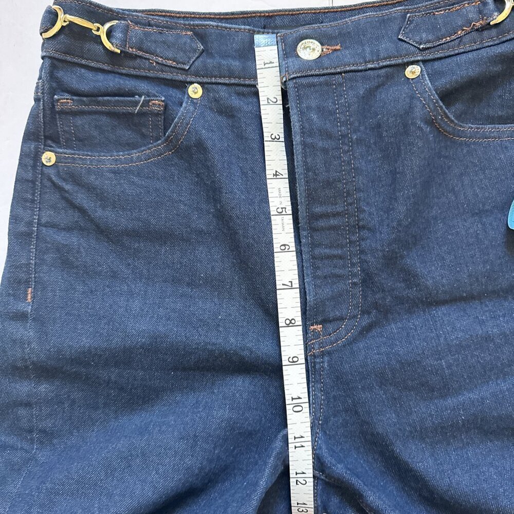 Express Super High Rise Mom Jeans Dark Wash Silver Detail 4R cropped - Picture 9 of 13